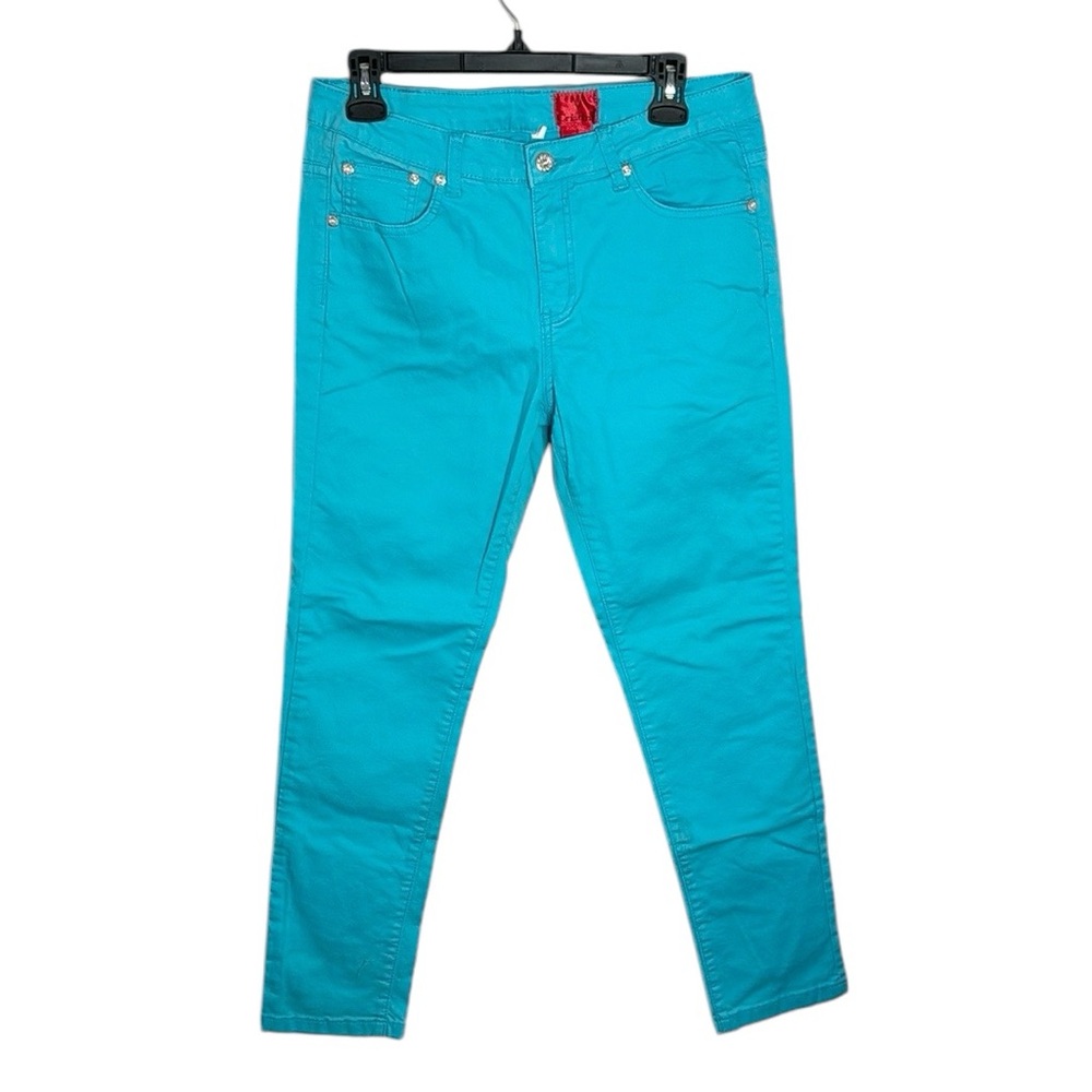 V Cristina aqua blue cropped straight leg jeans size 8